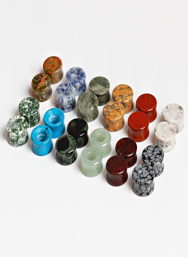 TBOSEN 24 pcs Mixed Stone Ear Plugs Tunnels Double Flare Saddle Stretching Gauges Expander Body Piercing Set Gauge 2g - 5/8 inch - Image 2